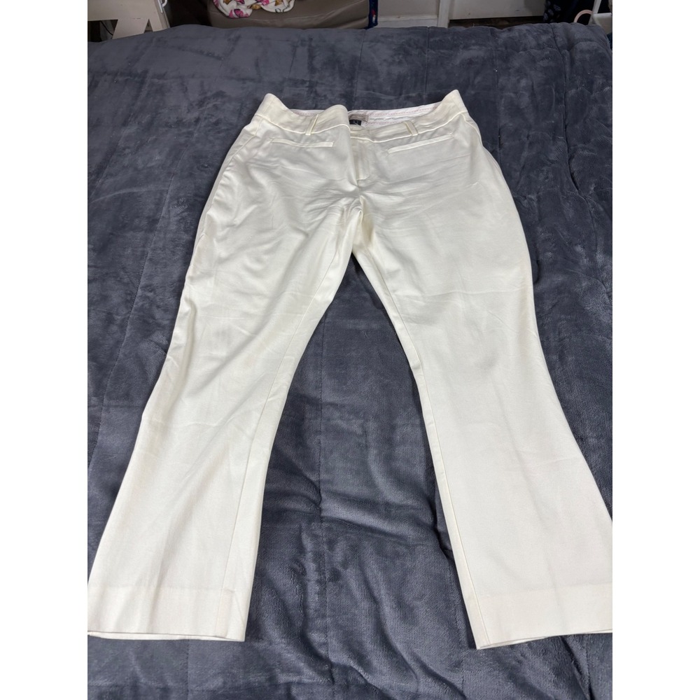 Anthropologie The Essential Slim Pants Cream White Womens Size 14 Flared‎ Leg